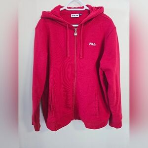 FILA COTTON HOODIE SWEATSHIRT Deep Red Cherry  Full-Zip Size XXL